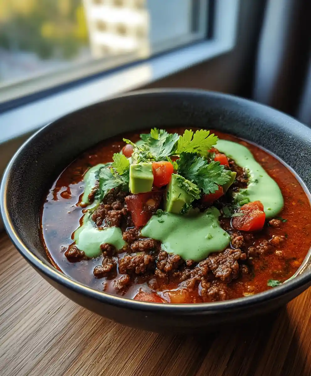 Smoky Texas Chili With Roasted Poblano Cream Swirl 5 Smoky Texas Chili with Roasted Poblano Cream Swirl