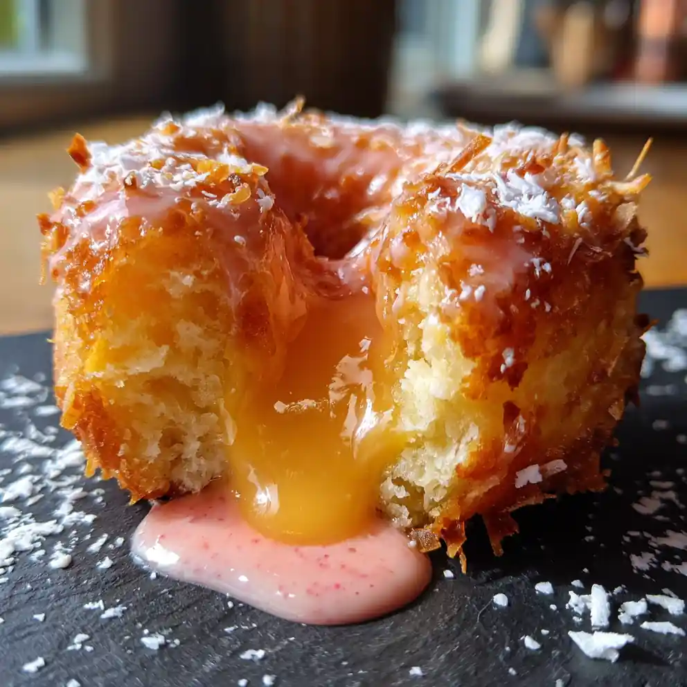 Vanilla Donuts With Raspberry Vanilla Cream Center 4 Vanilla Donuts with Raspberry Vanilla Cream Center