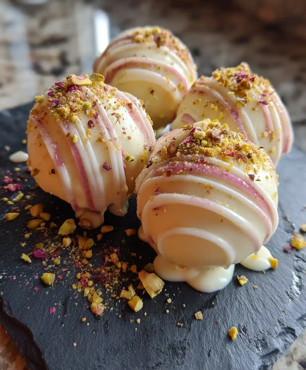 White Chocolate Orange Truffles With Rose Pistachio Ganache 5 White Chocolate Orange Truffles with Rose Pistachio Ganache