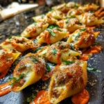 Beef Stuffed Shells With Roasted Red Pepper Cream Sauce 1772110707.5974853