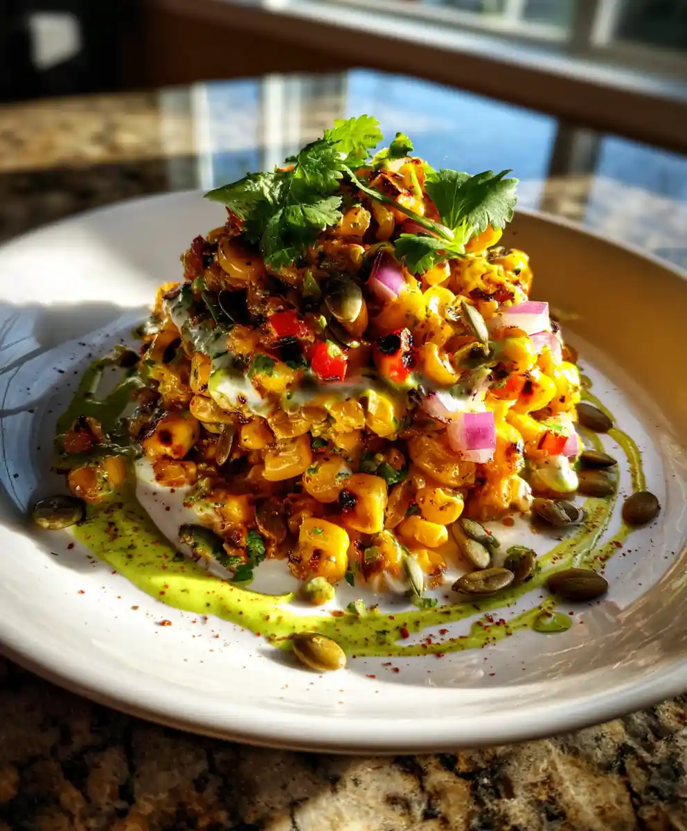 Charred Crack Corn Salad With Lime Jalapeño Cream Drizzle 5 Charred Crack Corn Salad With Lime Jalapeño Cream Drizzle