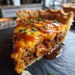 Cheeseburger Pie With Caramelized Onion Cheddar Ribbon And Chipotle Ketchup Glaze 1772039492.8326354