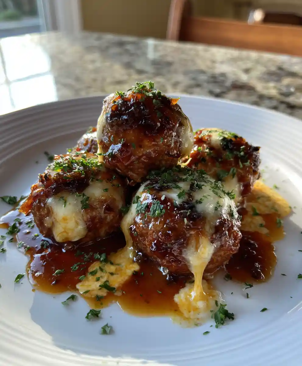 Cheesy Core Beef Meatballs With Caramelized Onion Gravy 5 Cheesy Core Beef Meatballs With Caramelized Onion Gravy