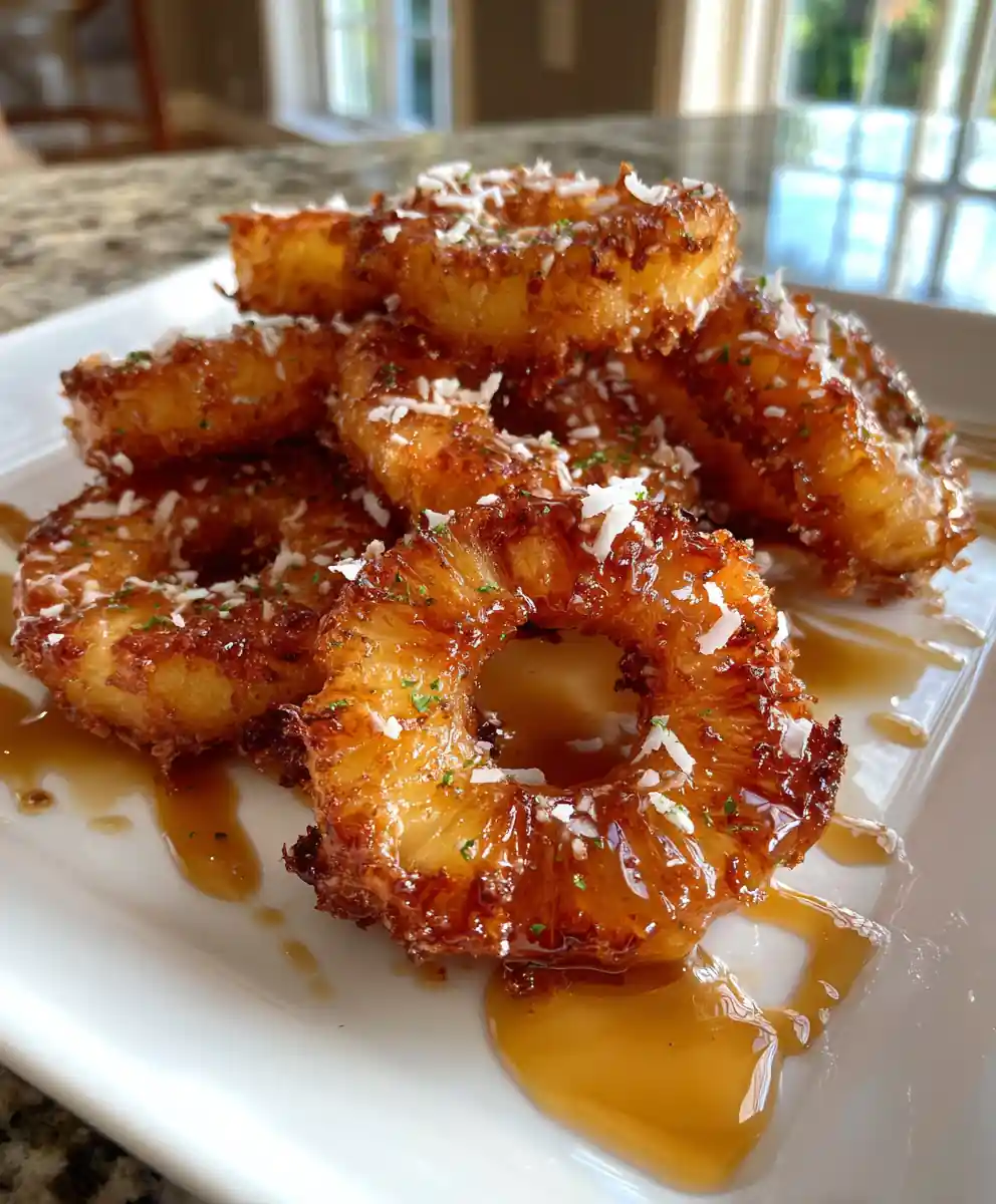 Crispy Fried Pineapple Rings With Lime Coconut Caramel Drizzle 5 Crispy Fried Pineapple Rings With Lime Coconut Caramel Drizzle