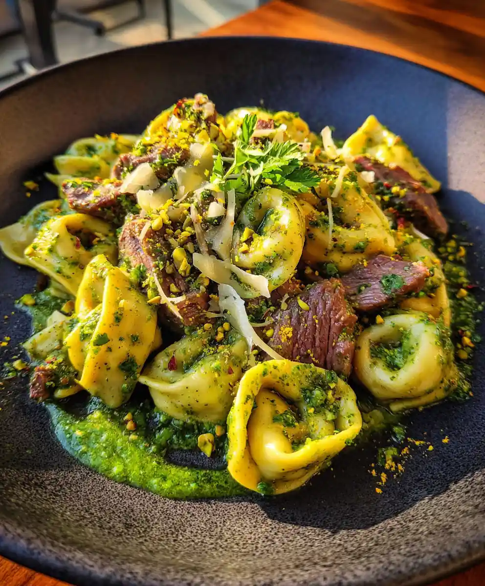 Garlic Steak Tortellini With Pistachio Parsley Pesto 5 Garlic Steak Tortellini With Pistachio Parsley Pesto