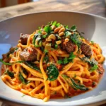 Red Pepper Cowboy Butter Linguine With Steak Bites Spinach 1772097162.0670633