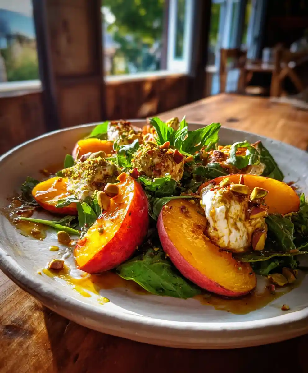 Roasted Peach Salad With Burrata Pesto And Honey Chipotle Glazed Peaches 5 Roasted Peach Salad With Burrata Pesto And Honey Chipotle Glazed Peaches