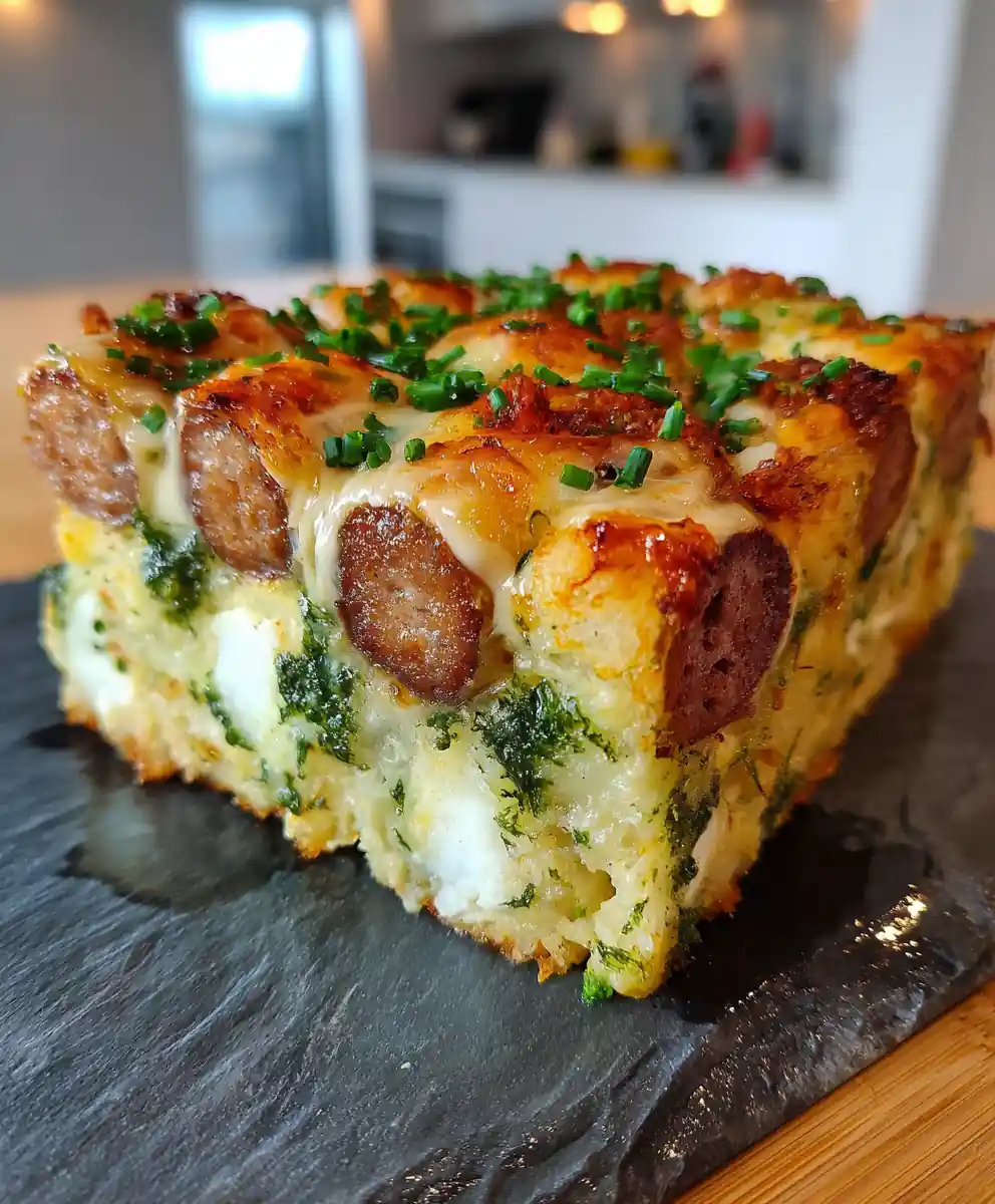 Sausage Tater Tot Breakfast Casserole With Herb Cream Cheese Swirl 5 Sausage Tater Tot Breakfast Casserole With Herb Cream Cheese Swirl