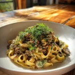 Smoky Ground Beef Stroganoff With Dill Cream Swirl 6 Smoky Ground Beef Stroganoff With Dill Cream Swirl 1772009663.4518206