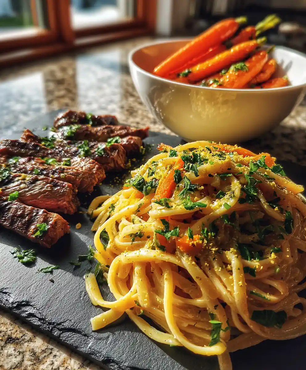 Steak Linguine With Chipotle Cream Sauce And Roasted Carrots 5 Steak Linguine With Chipotle Cream Sauce And Roasted Carrots