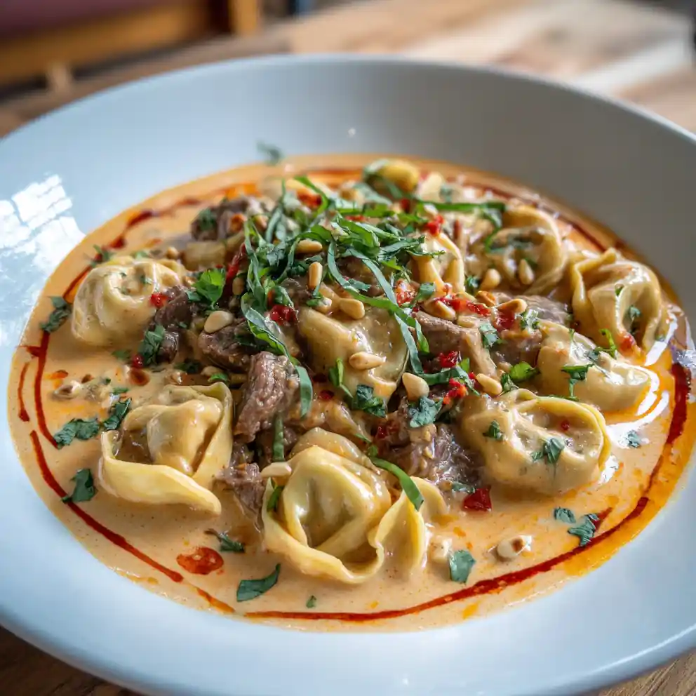 Steak Tortellini In Smoked Red Pepper Cream Sauce 4 Steak Tortellini In Smoked Red Pepper Cream Sauce
