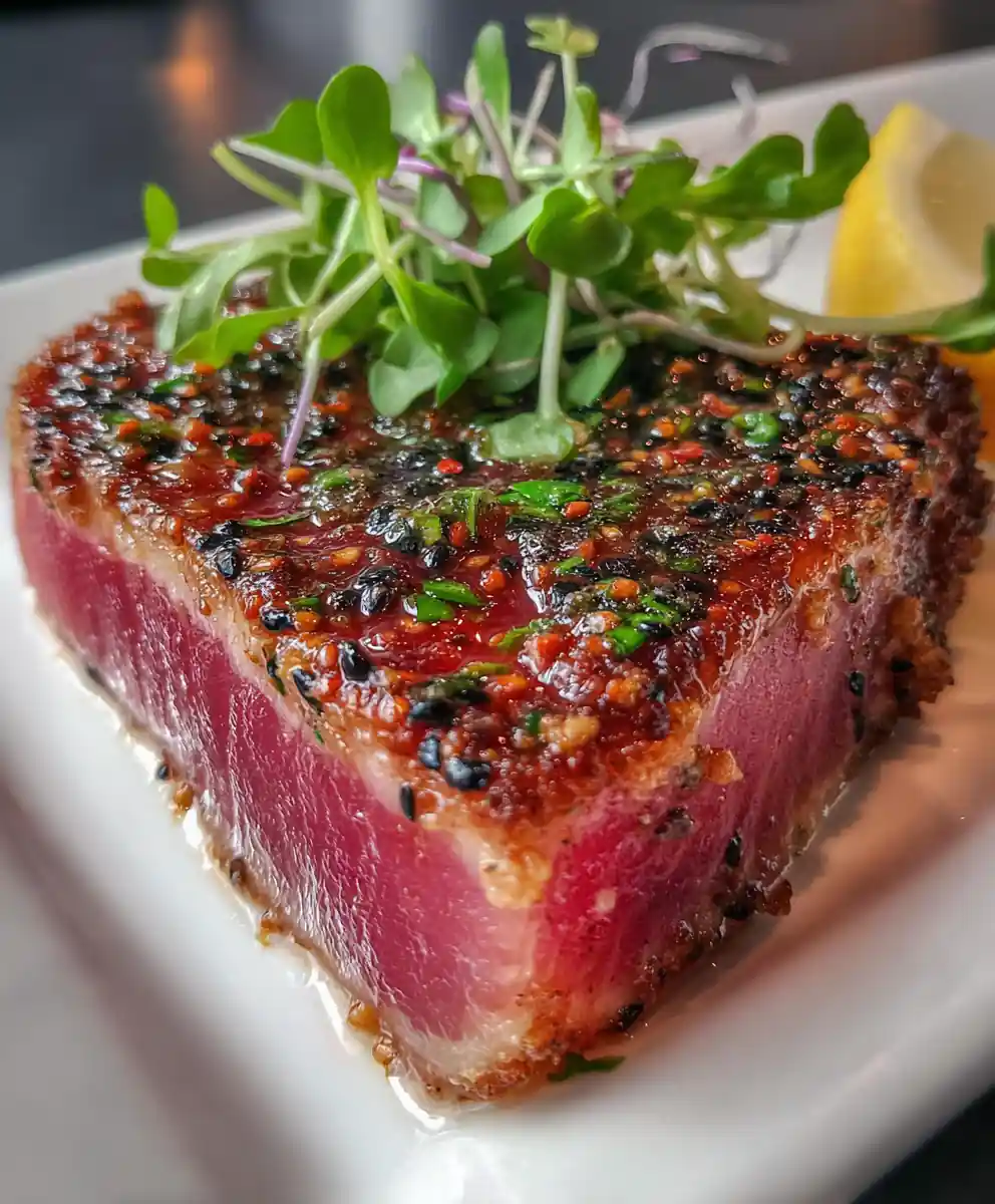13 Minute Perfect Pan Seared Tuna Steak With Garlic Herb Butter