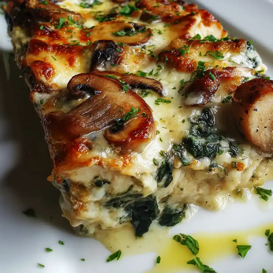 Creamy Chicken Spinach Mushroom Bake – Creamy & Cheesy Dinner 4 Creamy Chicken Spinach Mushroom Bake – Creamy & Cheesy Dinner