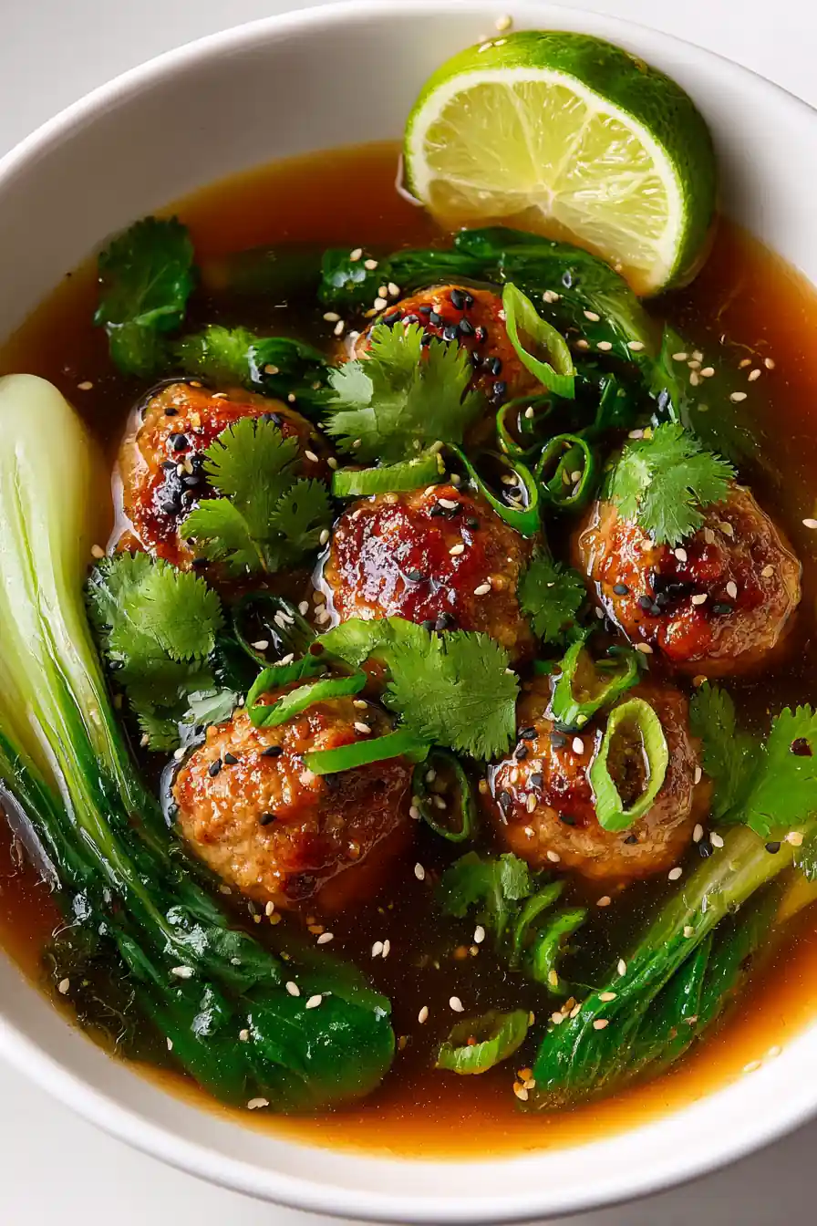 Ginger Chicken Meatball Soup With Baby Bok Choy 5 Ginger Chicken Meatball Soup With Baby Bok Choy