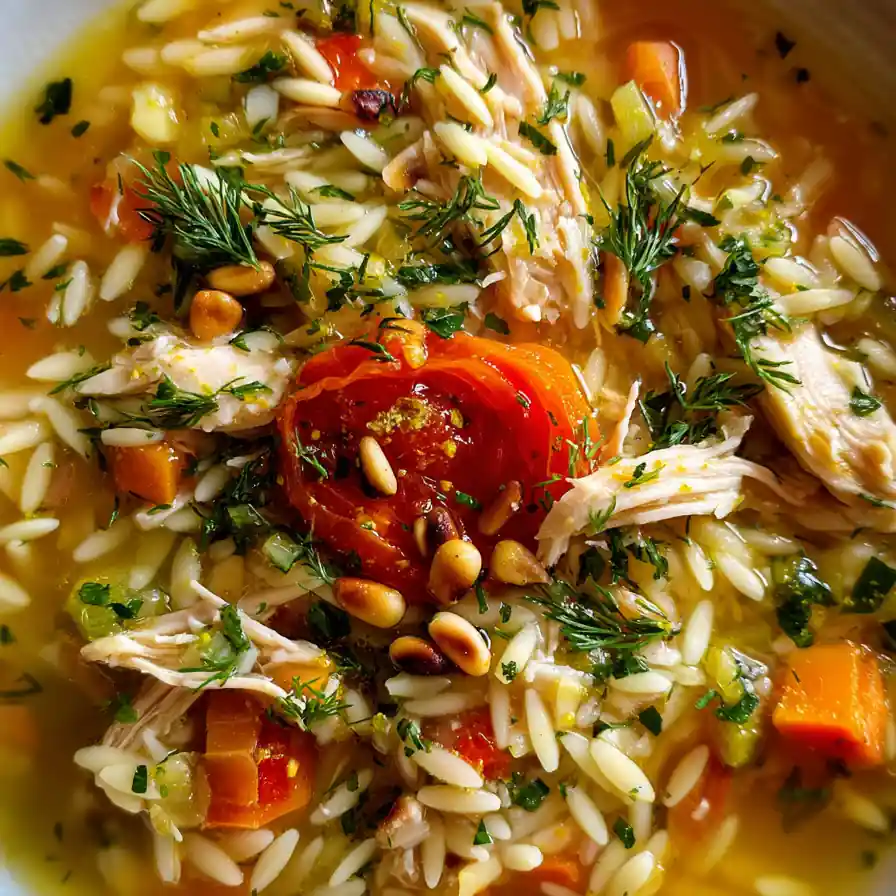 Lemon Herb Chicken Orzo Soup With Roasted Red Pepper Swirl 4 Lemon Herb Chicken Orzo Soup With Roasted Red Pepper Swirl