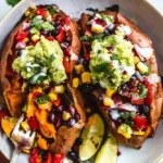 Vegan gefüllte Süßkartoffeln mit schwarzen Bohnen und Avocado 4 Vegan gefüllte Süßkartoffeln mit schwarzen Bohnen und Avocado