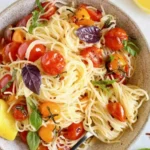 Pasta mit Kirschtomaten und Basilikum 4 Pasta mit Kirschtomaten und Basilikum