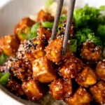 Knuspriger Sesam-Tofu aus dem Ofen mit Knoblauch-Glasur 4 Knuspriger Sesam-Tofu aus dem Ofen mit Knoblauch-Glasur