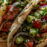 Griechische Salat-Pita-Taschen mit Hummus 4 Griechische Salat-Pita-Taschen mit Hummus