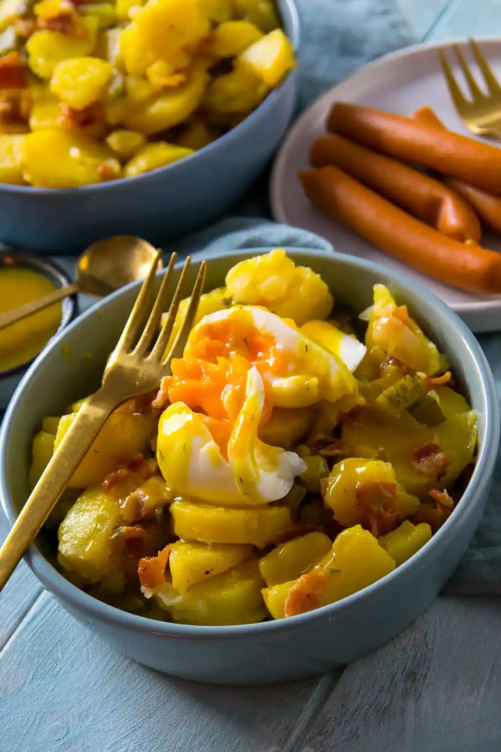 Herzhafter Kartoffelsalat mit Röstzwiebeln und Honig-Senf-Dressing 3 Recipe image