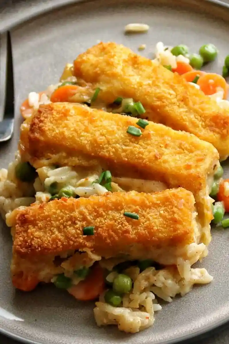 Thermomix-Fischstäbchen-Auflauf mit Reis und Gemüse 3 Recipe image