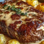 Herzhafter Hackbraten mit Kartoffeln in cremiger Sahnesauce 4 Herzhafter Hackbraten mit Kartoffeln in cremiger Sahnesauce