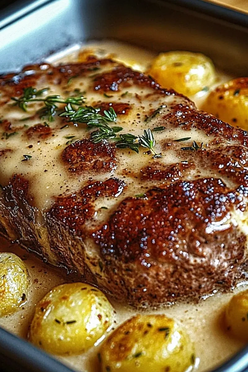 Herzhafter Hackbraten mit Kartoffeln in cremiger Sahnesauce 3 Recipe image