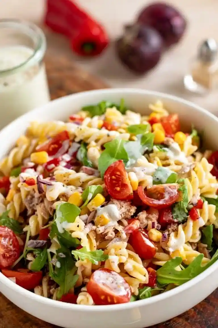 Bunter Nudelsalat mit Thunfisch und leichtem Joghurtdressing 3 Recipe image
