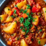 Herzhafter Paprika-Kartoffel-Topf mit Linsen 4 Herzhafter Paprika-Kartoffel-Topf mit Linsen