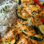 Cremiges Hähnchen mit Paprika und Zucchini 4 Cremiges Hähnchen mit Paprika und Zucchini