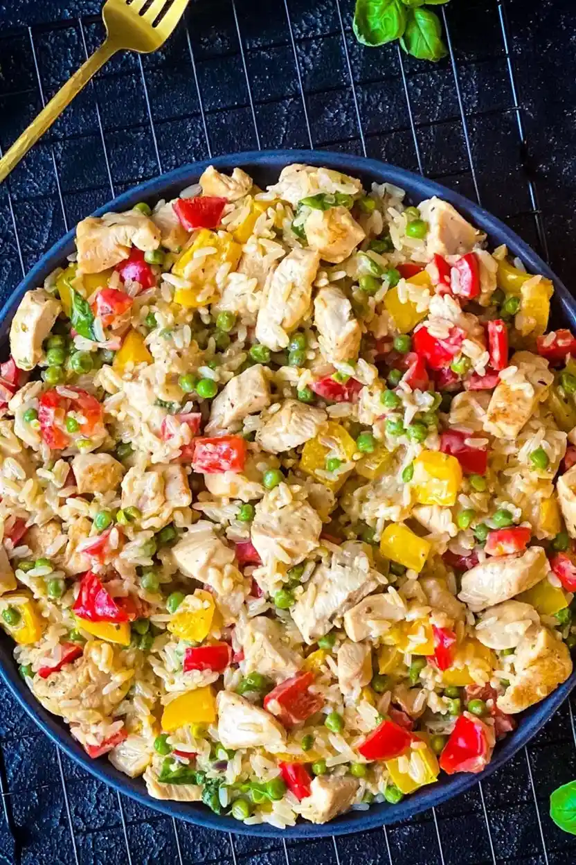 Schnelle Reispfanne mit Hähnchen und Gemüse 3 Recipe image