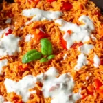 Würzige Paprika-Reis-Pfanne mit cremiger Joghurtsoße 4 Würzige Paprika-Reis-Pfanne mit cremiger Joghurtsoße