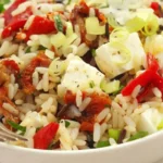 Herzhafter Reissalat mit Tomaten und Paprika 4 Herzhafter Reissalat mit Tomaten und Paprika