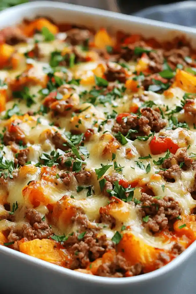 Herzhafter Süßkartoffel-Hackfleisch-Auflauf mit Feta 3 Recipe image