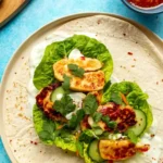 Süß-Scharfe Halloumi-Wraps mit Frischem Tzatziki 4 Süß-Scharfe Halloumi-Wraps mit Frischem Tzatziki