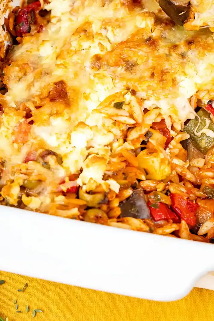 Vegetarischer Kritharaki-Auflauf mit mediterranem Gemüse 3 Recipe image