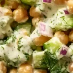 Cremiger Kichererbsensalat mit Gurken und Joghurt-Dressing 4 Cremiger Kichererbsensalat mit Gurken und Joghurt-Dressing