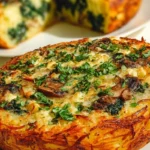 Knuspriger Reibekuchen-Auflauf mit Spinat & Pilzen 4 Knuspriger Reibekuchen-Auflauf mit Spinat & Pilzen