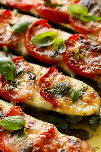 Gefüllte Zucchini mit Tomaten und Mozzarella 3 Recipe image