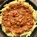 Cremige Pasta mit Hackfleischsoße und Frischkäse 4 Cremige Pasta mit Hackfleischsoße und Frischkäse