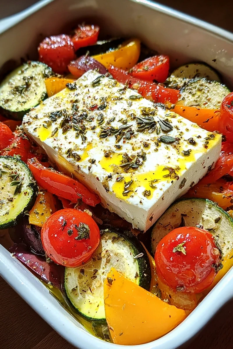 Gebackener Feta auf mediterranem Gemüse (Low Carb) 3 Recipe image