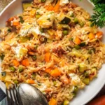 Einfacher Ofenreis mit Feta und buntem Gemüse 4 Einfacher Ofenreis mit Feta und buntem Gemüse