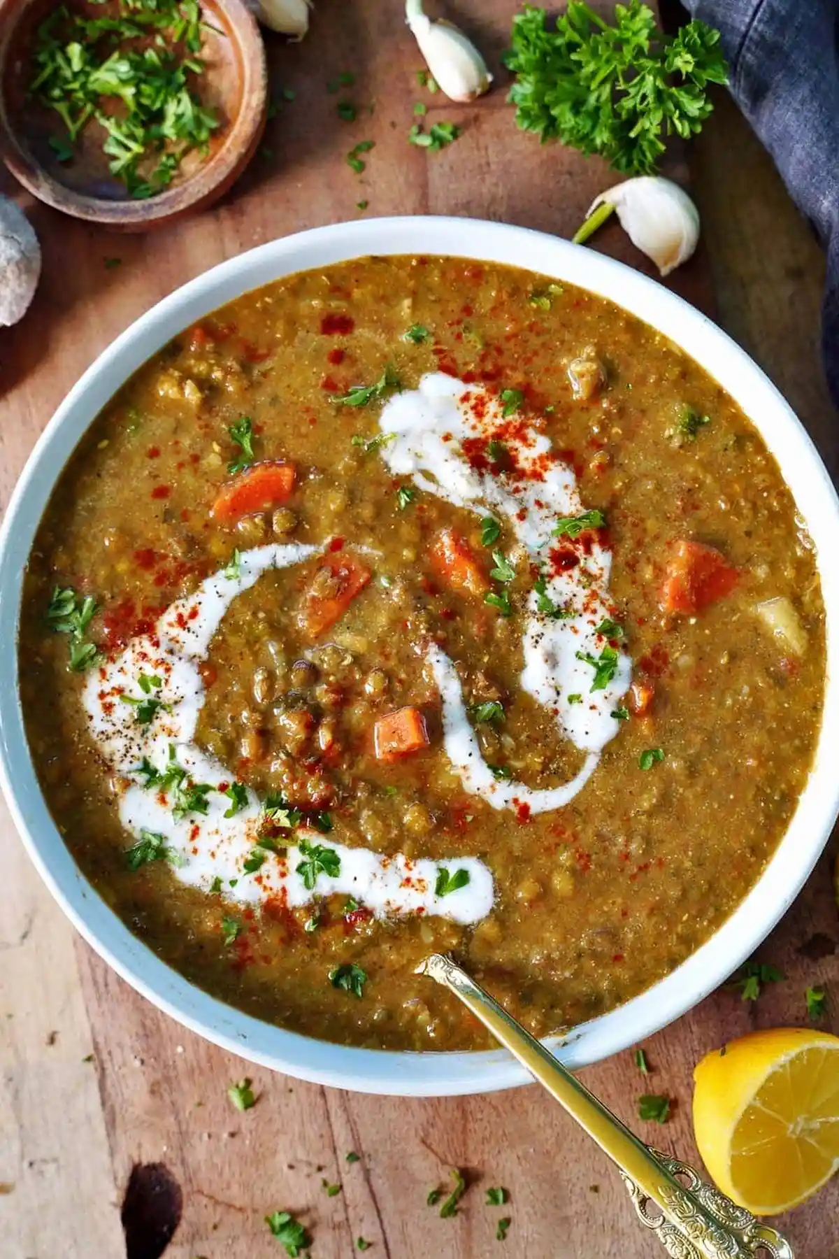 Herzhafte vegane Linsensuppe mit Blumenkohl und Gemüse 3 Recipe image
