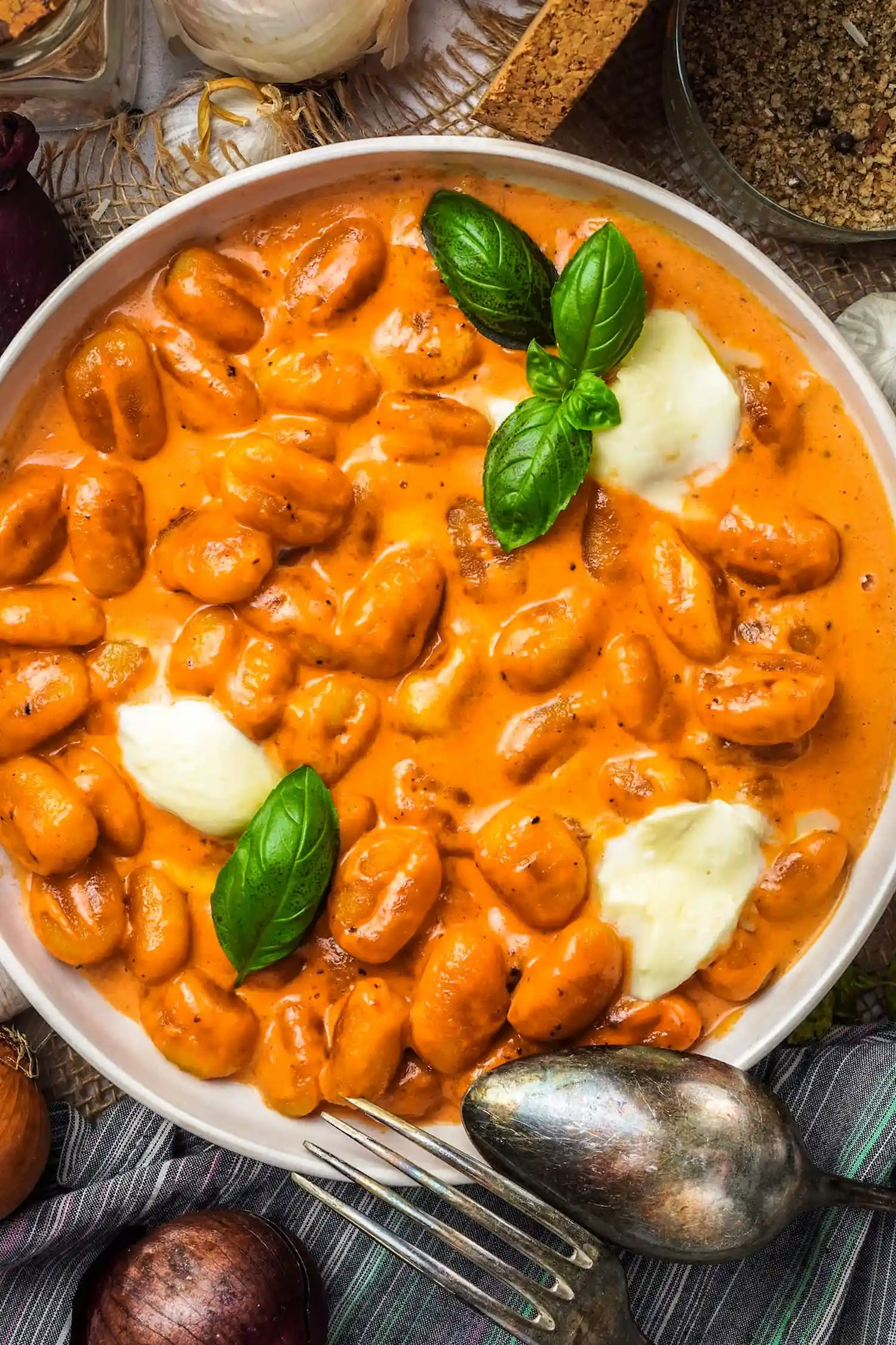 Kremige Gnocchi-Pfanne mit Mozzarella und Basilikum 3 Recipe image