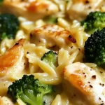 Cremige Hähnchen-Brokkoli-Pfanne mit Orzo 4 Cremige Hähnchen-Brokkoli-Pfanne mit Orzo