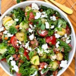 Mediterraner Kartoffelsalat mit Tomaten, Feta und geräuchertem Tofu 4 Mediterraner Kartoffelsalat mit Tomaten, Feta und geräuchertem Tofu