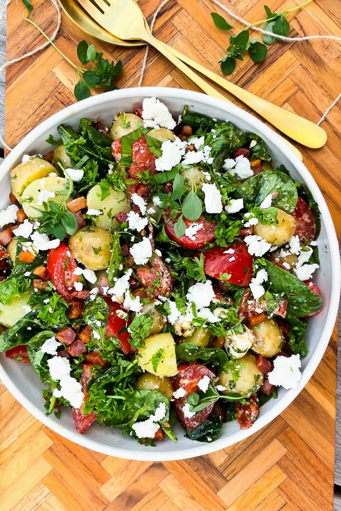 Mediterraner Kartoffelsalat mit Tomaten, Feta und geräuchertem Tofu 3 Recipe image