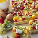 Luftiger Biskuit-Obstkuchen mit Vanillecreme 4 Luftiger Biskuit-Obstkuchen mit Vanillecreme