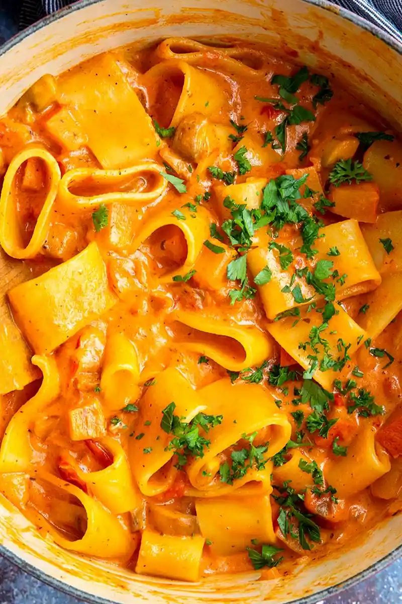 Cremige Pasta mit Kürbis und Pilzen 3 Recipe image