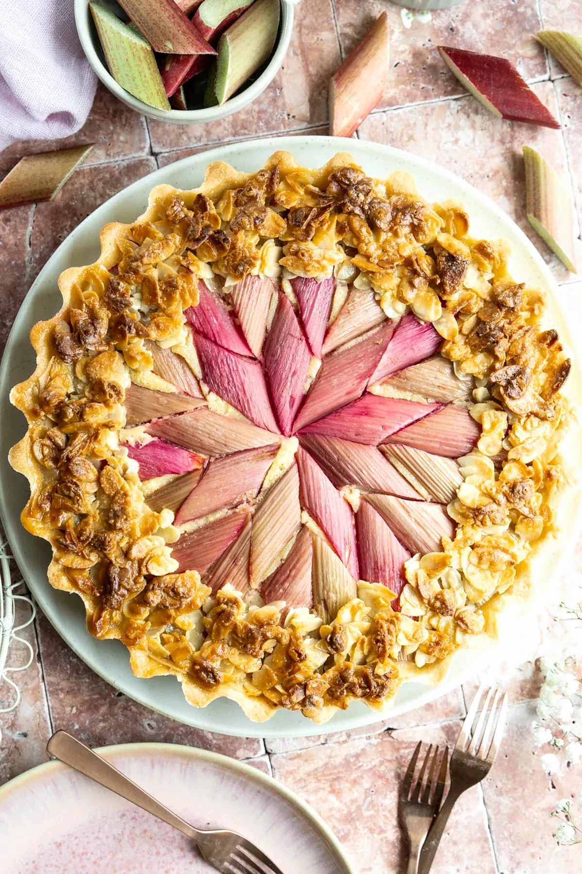 Rhabarber Tarte mit Mandelcreme - Rhabarber Frangipane Tarte 3 Recipe image